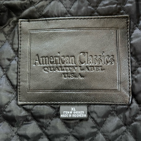 American Classics Men's Black Leather Quilt lined bomber Jacket XL - Picture 8 of 15